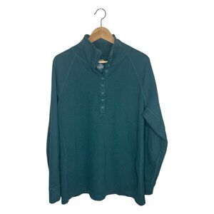 Duluth Trading Company Teal Henley 100% Cotton High Collar Shirt XL
